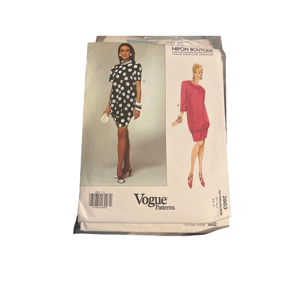 Vogue 2863 Nipon Uncut Boutique Vintage 1990s Designer Dress Sewing Pattern Y2K